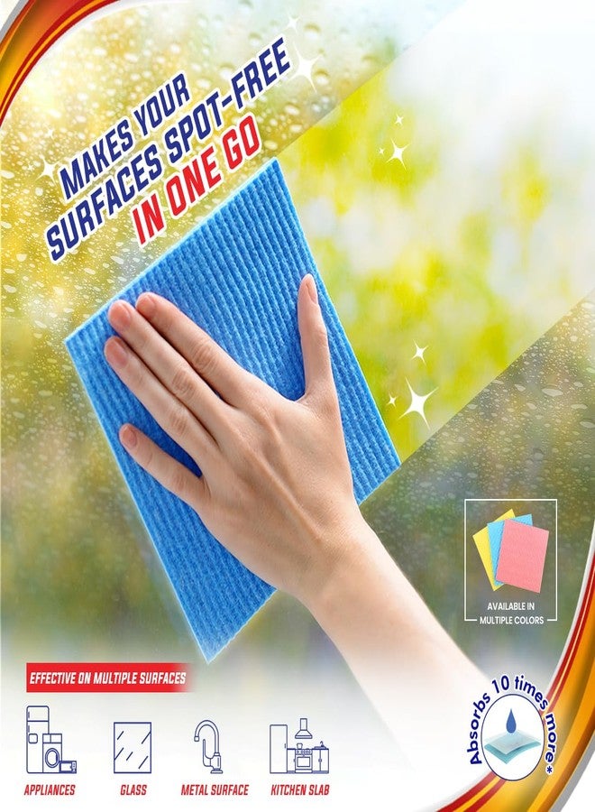 Chakaa chak Chakaachak Super Sponge Wipes (Pack of 3) | Reusable Cleaning Cloths | for Glass | Kitchen Slab | Metal Surfaces & Appliances | Multicolour Wipes | Highly Absorbent | Durable Kitchen Cleaning Needs - Image 4